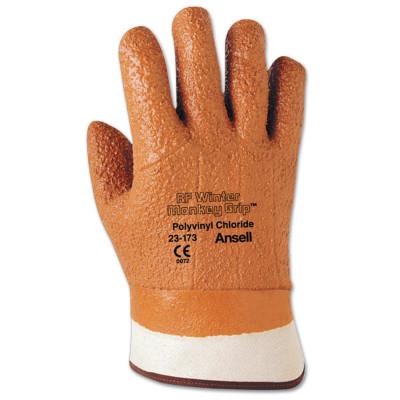 Ansell Vinyl Gloves, Raised Finish, 10, Orange, 23-173-10