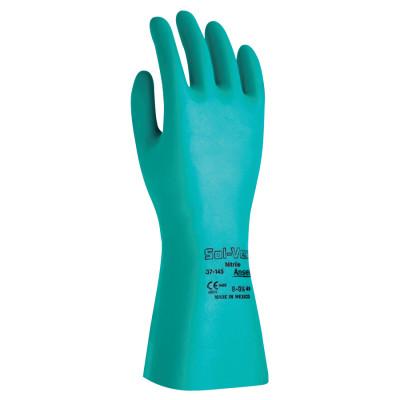 Ansell AlphaTec® Solvex® Nitrile Gloves, Gauntlet Cuff, Unlined, Size 11, Green, 22 mil, 37-185-11