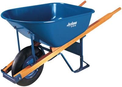 The AMES Companies, Inc. Steel Contractors Wheelbarrow, 6 cu ft, Flat-Free Smooth, B.B., Blue, M6FFBB