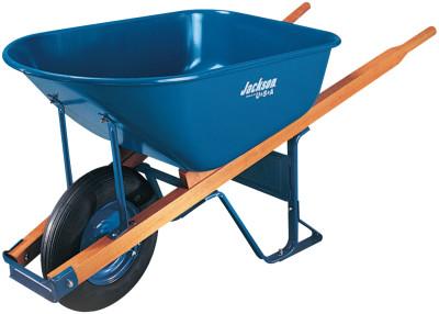 The AMES Companies, Inc. Jackson Steel Contractors Wheelbarrows, 6 cu ft, Pneumatic, Oilube Bearing, Blue, M6T22