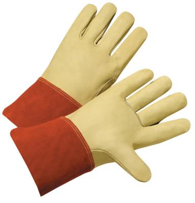 West Chester TIG/MIG Welding Gloves, Grain Cowhide, Large, Tan/Russet, 6000/L