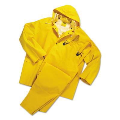 ORS Nasco 3-pc Rainsuit, Jacket/Hood/Overalls, 0.35 mm, PVC Over Polyester, Yellow, Small, 9000-S