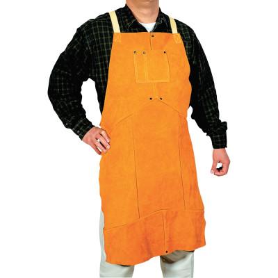 ORS Nasco Select Split Cowhide Leather Bib Apron, 24 in W x 48 in L, Golden Brown, Q-7