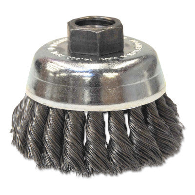 ORS Nasco Knot-Style Cup Brushes, 2 3/4 in Dia., 0.014 in Stainless Steel, 5/8 in - 11 Arbor, BW-9420-BULK