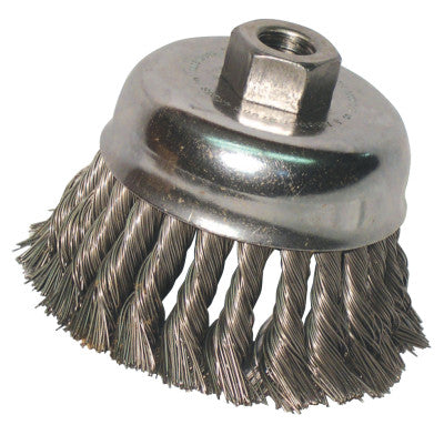 ORS Nasco Knot Wire Cup Brush, 6 in Dia., 5/8-11 Arbor, .025 in Carbon Steel, Double Row, 6DRKC25