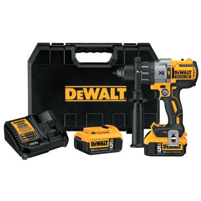 DeWaltÂ® 20V MAX XR Lithium Ion Brushless Drill/Driver Kit, 1/2 in Chuck, 5 Ah Batt Cap, DCD996P2
