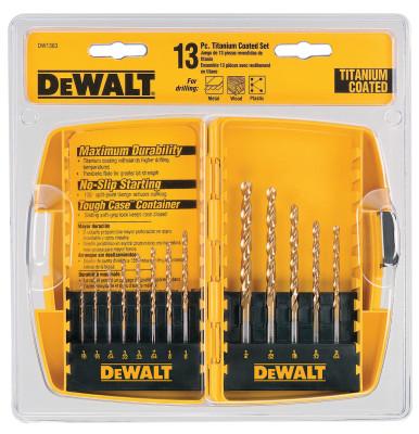 DeWaltÂ® Titanium Split Point Drill Bit Sets, 13-Piece, DW1363