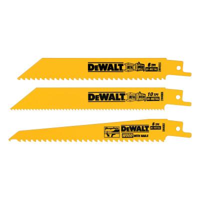 DeWaltÂ® Reciprocating Blade Sets, Wood/Metal, 3 pc, DW4853