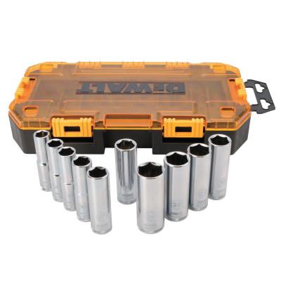 DeWalt?? Deep Drive Socket Set, 1/2 in Dr, 6 Point, Metric, Stackable Case, DWMT73815