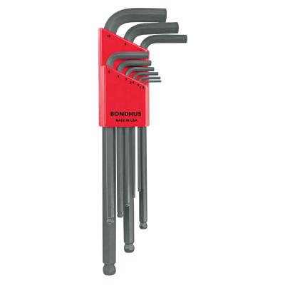 Bondhus® Balldriver® L-Wrench Key Set, 9 per holder, Hex Ball Tip, Metric, Black, 10999