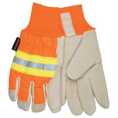 MCR Safety Luminator Drivers Gloves, X-Large, Leather, Thermosock, Orange, 34411XL