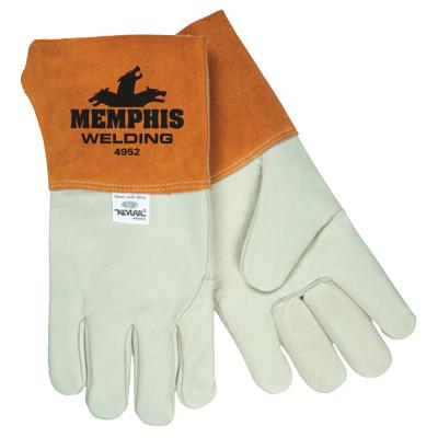 MCR Safety Grain Cow MIG/TIG Welders Gloves, Grain Cow Leather, Large, Russet/Cream, 4952L