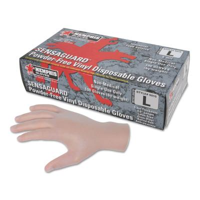 MCR Safety SENSAGUARD Powder-Free Vinyl Disposable Gloves, Powder Free, 5 mil, Large, Clear, 5015L