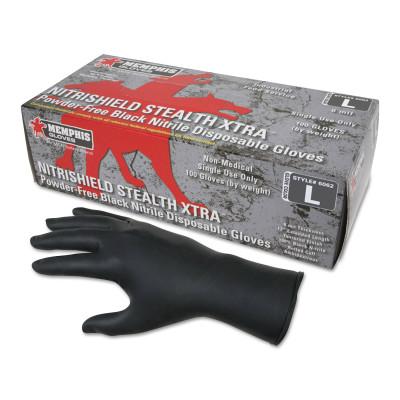 MCR Safety Nitrile Disposable Gloves, Powder Free; Textured, 6 mil, Medium, Black, 6062M