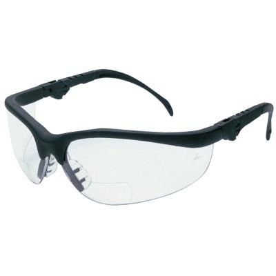 MCR Safety Klondike Plus Magnifiers Protective Eyewear, Clear Lens, Black Frame, 2.5Diopter, K3H25