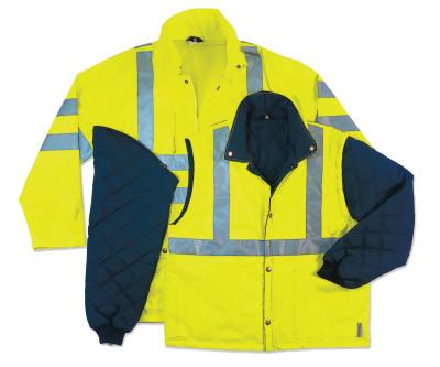 Ergodyne GloWear 8385 Class 3 4-In-1 Thermal Jackets, 3X-Large, Lime, 24387