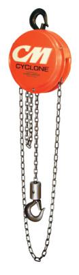 CM Columbus McKinnon Cyclone Hand Chain Hoist, 4 Tons Capacity, 8 ft Lifting Height, 2 Falls, 88 lbf, 4628