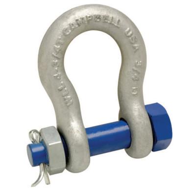 Apex Tool Group Bolt Type Anchor Shackles, 1 3/8 in Bail Size, 6.5 Tons, 5392235