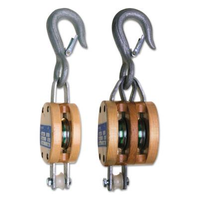 Apex Tool Group Manila Rope Regular Wood Shell Blocks, 1 Wheel, 1,800 lb, 3/4" Cable, Fixed Hook, 7205636