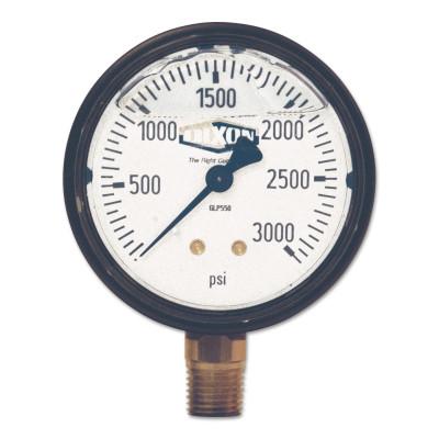 Dixon Valve Liquid Filled Gauges, 0 to 3000 psi, 1/4 in NPT(M), Center Back Mount, GLS450