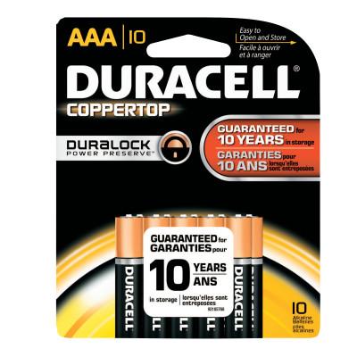 Duracell?? CopperTop Alkaline Battery, 1.5V, AAA, 10/PK, MN2400B10Z