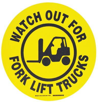 Brady® Floor Safety Signs, Watch Out For Forklift Trucks, Yellow/Black, 104501