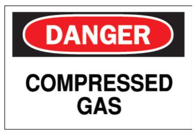 BradyÂ® Chemical & Hazardous Material Signs, Danger, Compressed Gas, White/Red/Black, 22321