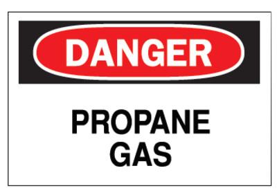 BradyÂ® Chemical & Hazardous Material Signs, Danger, Propane, White/Red/Black, 22341