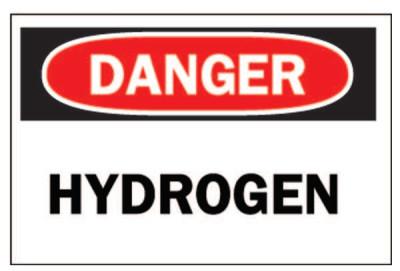 BradyÂ® Chemical & Hazardous Material Signs, Danger/Hydrogen, White/Red/Black, 25451