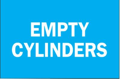 BradyÂ® Chemical & Hazardous Material Signs, Empty Cylinders, Plastic, Blue/White, 25745