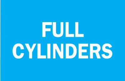 BradyÂ® Chemical & Hazardous Material Signs, Full Cylinders, Plastic, Blue/White, 25746
