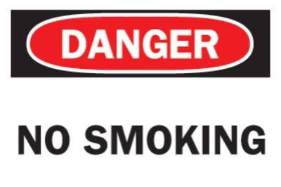 BradyÂ® Health & Safety Signs, Danger - No Smoking, 7X10 Fiberglass, 47171