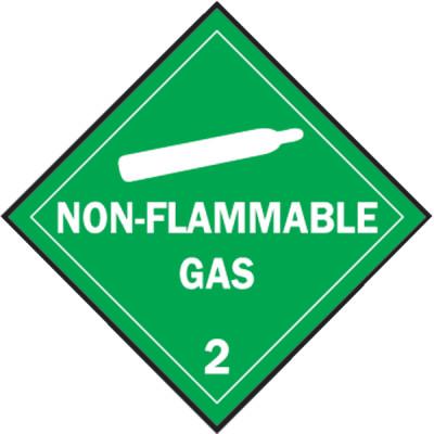 BradyÂ® Vehicle Placards, Non-Flammable Gas, Green Background/White Text, 63407