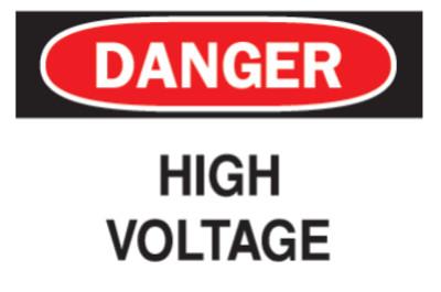 BradyÂ® Health & Safety Signs, Danger - High Voltage, 7X10 Fiberglass, 71565