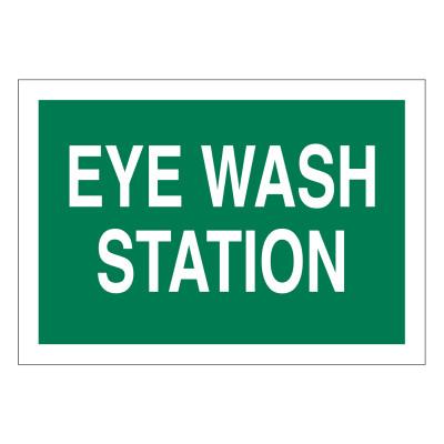 BradyÂ® Eye Wash Station Signs, White on Green, 72722