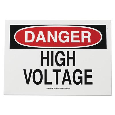 BradyÂ® Health & Safety Signs, Danger - High Voltage, 7X10 Polyester Sticker, 84876