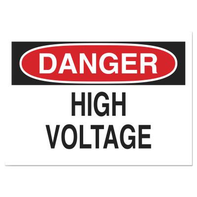 BradyÂ® Health & Safety Signs, Danger - High Voltage, 10X14 Polyester Sticker, 84877