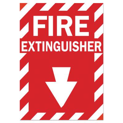 BradyÂ® Health & Safety Signs, FIRE EXTINGUISHER, Polyester Sticker, 86091