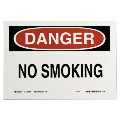 BradyÂ® Health & Safety Signs, Danger - No Smoking, 7X10 Polyester Sticker, 88370