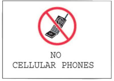 BradyÂ® Phone Signs, No Cellular Phones, White/Red/Black, 95503
