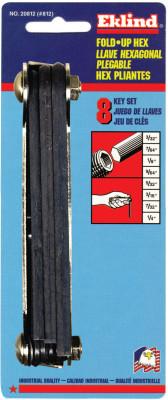 Eklind® Tool Inch Fold-Up Hex Key Sets, 8 per fold-up, Hex Tip, Inch, Long, 20812