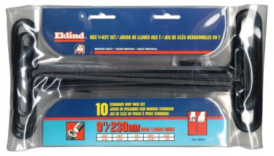 Eklind?? Tool Standard Grip Inch T-Key Sets, 10 per pouch, Hex Tip, Inch, 9 in Handle, 33910