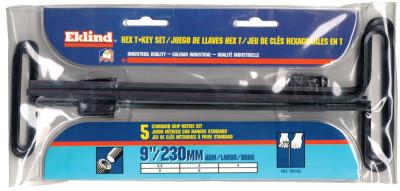 Eklind?? Tool Standard Grip Metric Hex T-Key Sets, 5 per pouch, Hex Tip, Metric, 9 in Handle, 35195