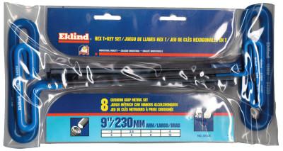Eklind?? Tool Cushion Grip Hex T-Key Sets, 8 per pouch, Hex Tip, Metric, 9 in Handle, 55198