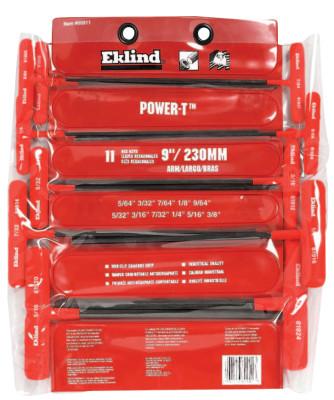 Eklind?? Tool Power-T Hex Key Sets, 11 per set, Hex Tip, Inchm, 9 in Handle, 60911