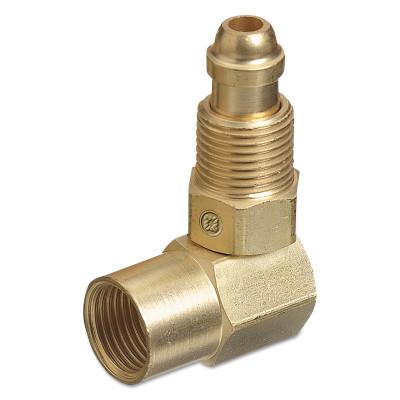 Western Enterprises Inert Arc Hose & Torch Adaptor, Brass, Elbow - 90Â°, Male/Female, RH to RH, AW-407