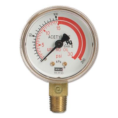 Western Enterprises 2 in Regulator Gauge, G-2-30RLW, 30 PSIG, 1/4 in (NPT), G-2-30RLW