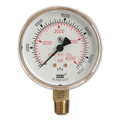 Western Enterprises 2 in Regulator Gauge, G-2-200W, 200 PSIG, 1/4 in (NPT), G-2-200W