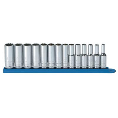 Apex Tool Group 14 Piece Surface Drive Socket Sets, 3/8 in, 12 Point, 80562