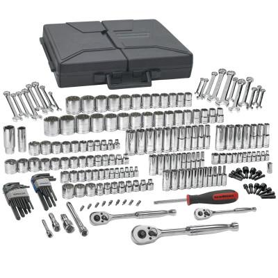 Apex Tool Group 216 Piece Mechanics Tool Sets, SAE/Metric, 6 and 12 Point, Chrome, 80933